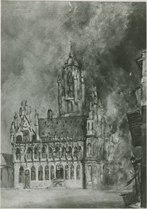 B-784 Het Stadhuis te Middelburg tijdens de brand in WO II