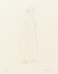 H-105 Studie van een man met een hoed en een stok, staand, rechts