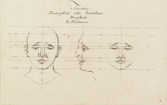 H-46-V Droefheit. Studies van koppen met verschillende gezichtsuitdrukkingen. Onderdeel van een serie van 7 bladen met ...