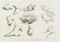 H-47-VII Kinderhanden- en voeten. Deel van een serie van 9 bladen met tekenvoorbeelden