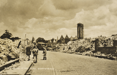 P-1459 Middelburg, 17 Mei 1940. Gortstraat.. De Korte Gortstraat te Middelburg na het bombardement.