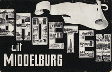 P-18B Groeten uit Middelburg. Een aantal afbeeldingen van Middelburg waaronder de Koepoort, de buitenplaats Torenvliet, ...