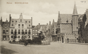 P-192 Balans Middelburg. Gezicht op de Balans te Middelburg met op de achtergrond de Sint Jorisdoelen en rechts een ...