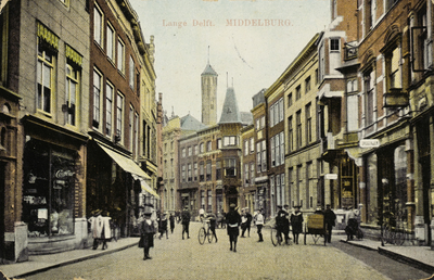 P-449 Lange Delft. Middelburg.. Gezicht op de Lange Delft te Middelburg met het torentje van de Provinciale Bibliotheek.