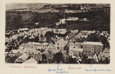 P-741 Panorama - Middelburg Groet uit. Panorama van Middelburg met op de achtergrond de watertoren.