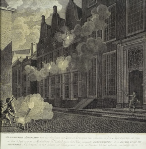 102 Nauw Keurige afbeelding van het schieten met Kanon, enz. op het huis Leeuwenburg door dr. Lucas van Steveninck ...