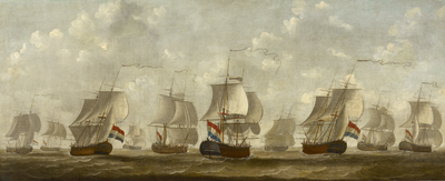 22 Gezicht op een aantal schepen van de Middelburgsche Commercie Compagnie van diverse zijden