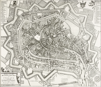 39 Stadsplattegrond van Cornelis Goliath (met opstanden der huizen). Oorspronkelijk uit 1657, bijgewerkt in 1688 (en ...