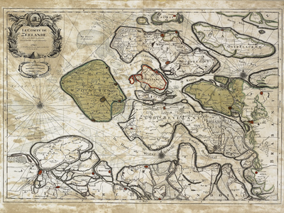 69 Kaart van de provincie Zeeland, deels oud handgekleurd