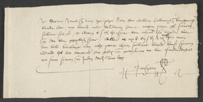 CHV-276 Brief van Dieric Jansz. van Zierikzee. Kwitantie. Bijlage bij de rekening van burgemeesters 1469/1470, 1470 ...