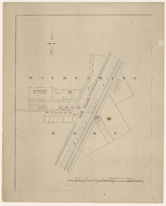 846 Plattegrond van Wilhelminadorp, [c. 1835]. . Schaal 1:2.582. kaart (1 blad) : handschrift, 34,2 ; 26,5 x 39 cm., ...