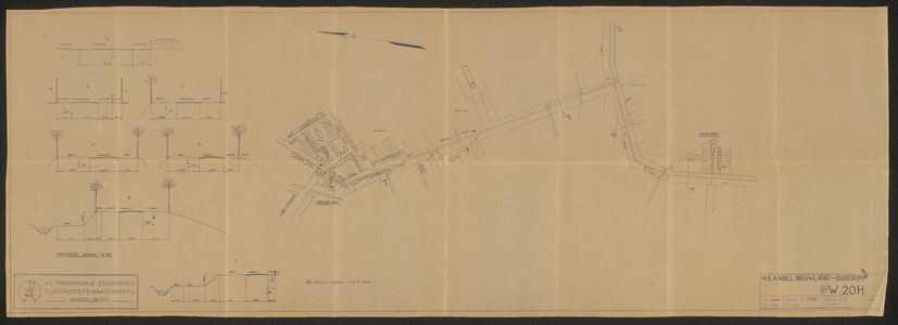 537 [Plan aanleg] H.S. Kabel Nieuwland-Oudedorp No W 20 H., 04-02-1941. Plan van de Provinciale Zeeuwsche ...