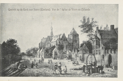 1818 Gezicht op de Kerk van Veere (Zeeland) Vue de l' eglise de Veere en Zélande. Gezicht op de Grote kerk te Veere