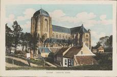 1828 Veere. - Groote Kerk. Gezicht op de Grote kerk te Veere met rechts de cisterne