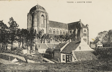 1829 Veere. - Groote Kerk. Gezicht op de Grote kerk te Veere met rechts de cisterne