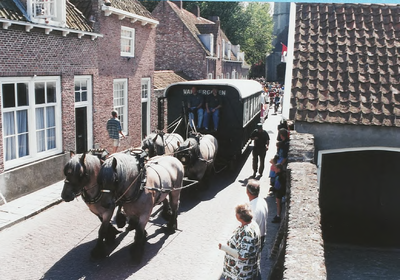614 Paardentram van Vandergolen met vierspan tijdens de Palm Trekparade Brussel-Amsterdam 1996 te Veere