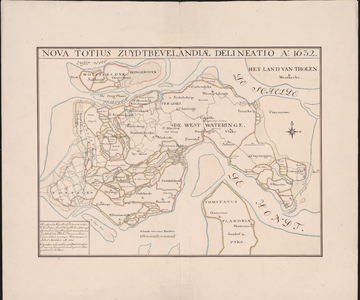 123 1632. Blad [2]. Nova Totius Zuydtbevelandiae Delineatio. Kaart van Zuid-Beveland, opgedragen aan de magistraat van ...