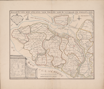 156 1743-1744. Blad [28]. Kaarte van het Eyland van Tholen en Nieuw Vosmaar en Philisland. Het eyland van Tholen, etc. ...