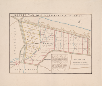 189 1658. Blad [12]. Kaarte van den Margarieta polder. Kaart van de Margarethapolder, met aanduiding van de ligging, de ...