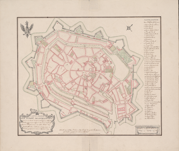25 1739. Blad [18]. Platte grondt der stadt Middelburg, waarin vertoont werdt de loop der stadstriolen, opgenomen ...