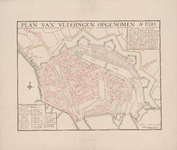 26 1750. Blad [19]. Plan van Vlissingen opgenomen Ao 1750. Kopie door A. Hattinga van de in 1750 door de luitenant F.A. ...
