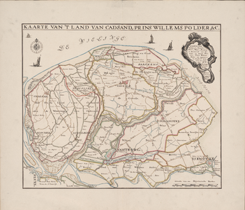 306 1745. Blad [20]. Kaarte van 't Land van Cadsand, Prins Willems Polder, &c. Kaart met aanduiding van de polders: ...