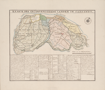 307 1745. Blad [21]. Kaarte der Geconvenieerde Landen in Cadsandt. Kaart met aanduiding van de bedijkingen in de ...