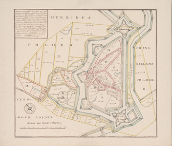 327 1660. Blad [36]. Oostburg. Kaart van de stad en schependom van Oostburg, met aanduiding van de kavelingen. Kopie ...