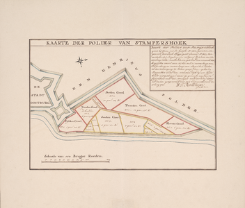332 1657. Blad [40]. Kaarte der Polder van Stampershoek. Kaart van de Stampershoekpolder met aanduiding van de grootte ...