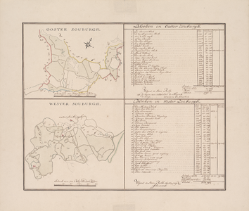 39 circa 1679. Blad [29 bovenste deel]. Ooster Souburgh. Kaart van de ambachtsheerlijkheid Oost-Souburg, met de nummers ...