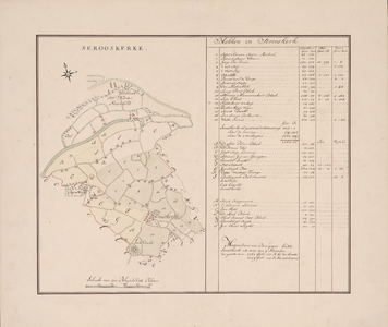 54 circa 1680. Blad [38]. Serooskerke. Kaart van de ambachtsheerlijkheid Serooskerke (W), met de nummers of letters van ...