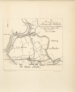 598 Na 1670. Kaart van de watering van Scherpenisse en Westkerke kort na de overstrooming van 21 Sept. 1670, en met de ...
