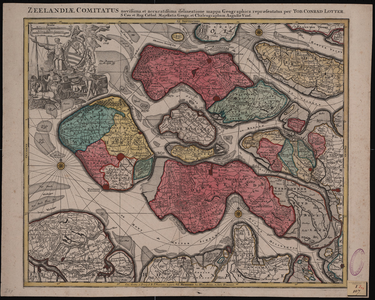 99 [1671-1682]. Zeelandiae comitatus novissima et accuratissima delineatione mappa geographica repraesentans. Kaart van ...