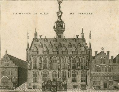 1050 La Maison de Ville de Tervere. Gezicht op het stadhuis aan de Markt te Veere, en aangrenzende panden