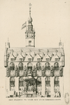 1052 Het Stadhuis te Vere met zyne Eersieraadjen. De gevel van het stadhuis aan de Markt te Veere, versierd met een ...
