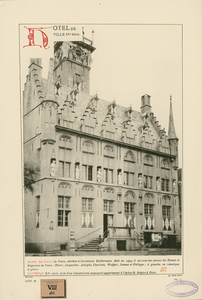 1055 Hotel de Ville de Veere. XVe siècle. De voorzijde van het stadhuis van Veere, met onder een korte beschrijving ...