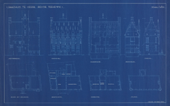 1061 Raadhuis te Veere. Revisie Teekening. Doorsneden, plattegronden en gevelaanzichten van het stadhuis aan de Markt ...