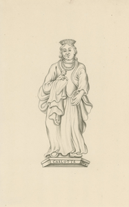 1063d Carlotte No. 4. Charlotte van Bourbon, tweede echtgenote van Wolfert van Borssele, met hond op de arm