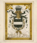 1064b Heindric van Borssele / Grave van Grampre Heere van der Veere. Het wapen (gehelmd) van Hendrik van Borssele, ...