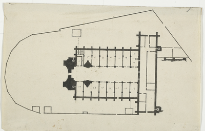 1081 Plattegrond van de Grote Kerk te Veere, ingericht als militair hospitaal (Koninklijk Besluit 7 mei 1832)
