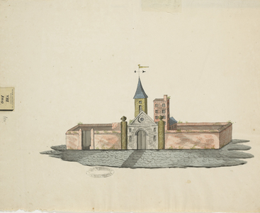 1106 Het restant van het voormalig grafelijk slot Laterdale, ter hoogte van de Baljuwstraat te Veere, in 1800 voor ...