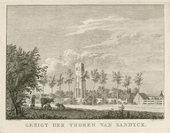 1114 Gezigt der Thoren van Sandyck. Gezicht op het restant van de toren van de rooms-katholieke kerk van Zanddijk, ...