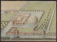 1128 T' Vervalle Casteel van Sandenburg van Voor. Gezicht op de ruïne van het kasteel Sandenburgh te Veere bij ...