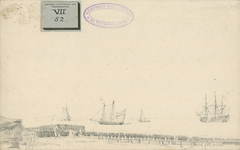 1180 Gezicht van de Oranjemolen op de Reede van Vlissingen 's morgens 10 uuren den 11 Juli 1781 (achterzijde potlood). ...