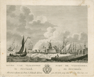 1194 Haven van Vlissingen in Zeeland. Port de Vlissingen, en Zeelande. Gezicht op de rede en haven van de stad ...
