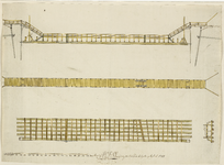 1207 Bovenaanzicht en zijaanzicht van een drijvende brug in het Dok (de Dokhaven) te Vlissingen