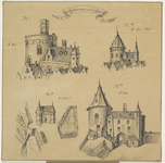1218 Gevangenpoort te Vlissingen. Vier afbeeldingen van de Gevangenpoort of Westpoort te Vlissingen