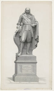 1224 Het standbeeld door L. Royer van Michiel Adriaensz. de Ruijter (1607-1676), admiraal, te plaatsen in Vlissingen, ...