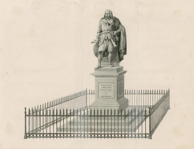 1226 Het standbeeld door L. Royer van Michiel Adriaensz. de Ruijter (1607-1676), admiraal, te Vlissingen, met hek