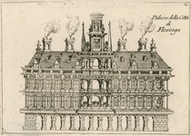 1235 Palazzo della Città di Flesinga. De voorgevel van het oude stadhuis te Vlissingen, verwoest 1809 door het Engelse ...